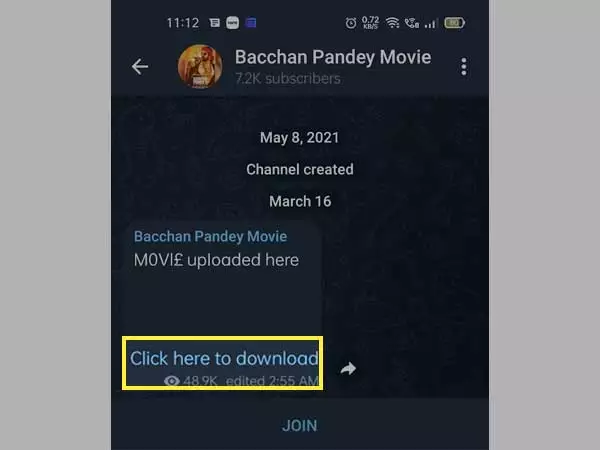 Download movie on Telegram