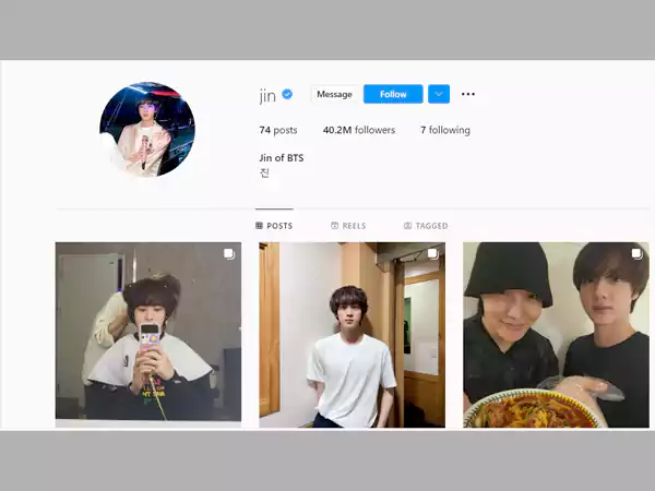 Jin Instagram handle