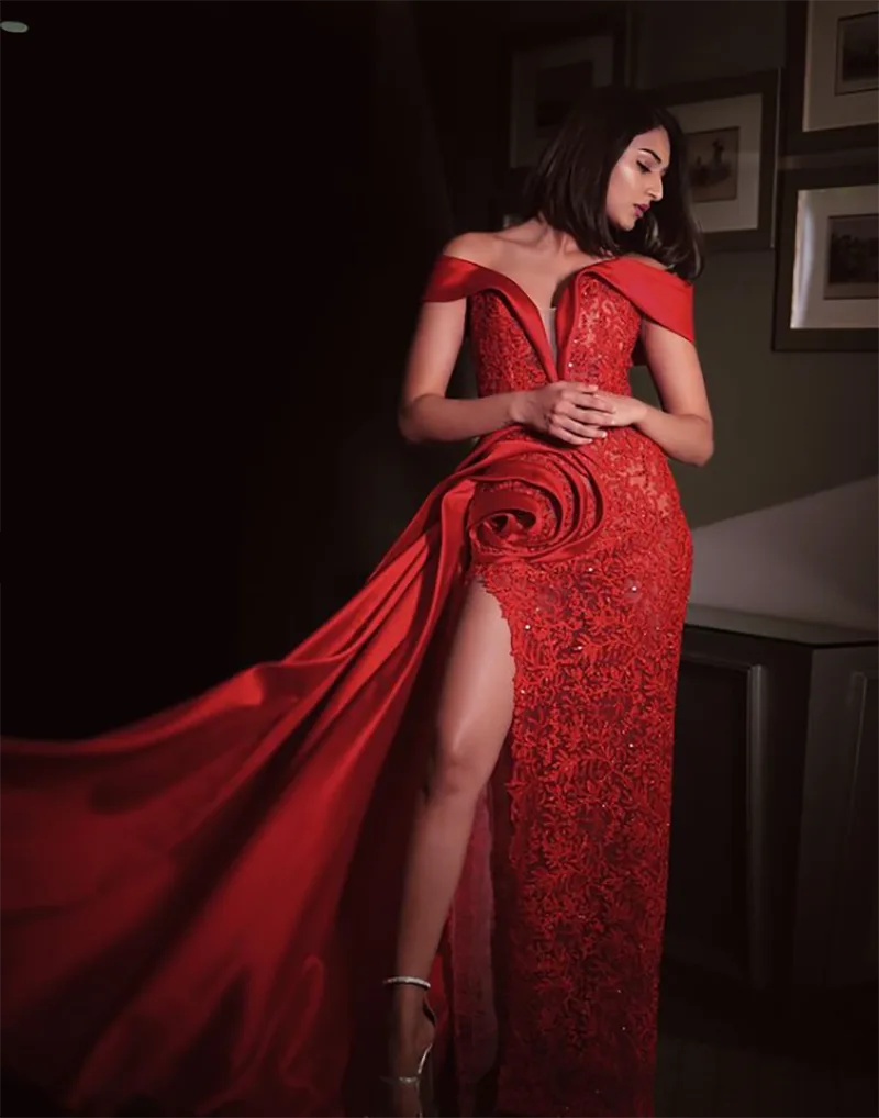 Bold Pics in Red Gown