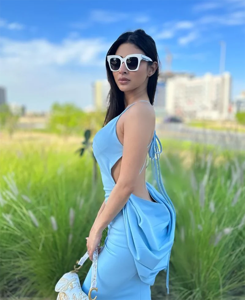 Mouni Roy in Blue Body-con Outfit