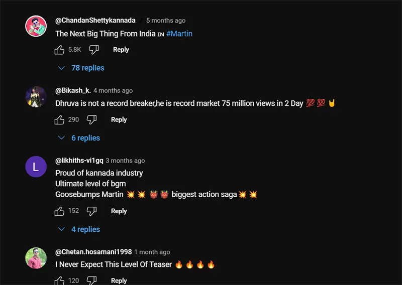Teaser Reaction from YouTube comments