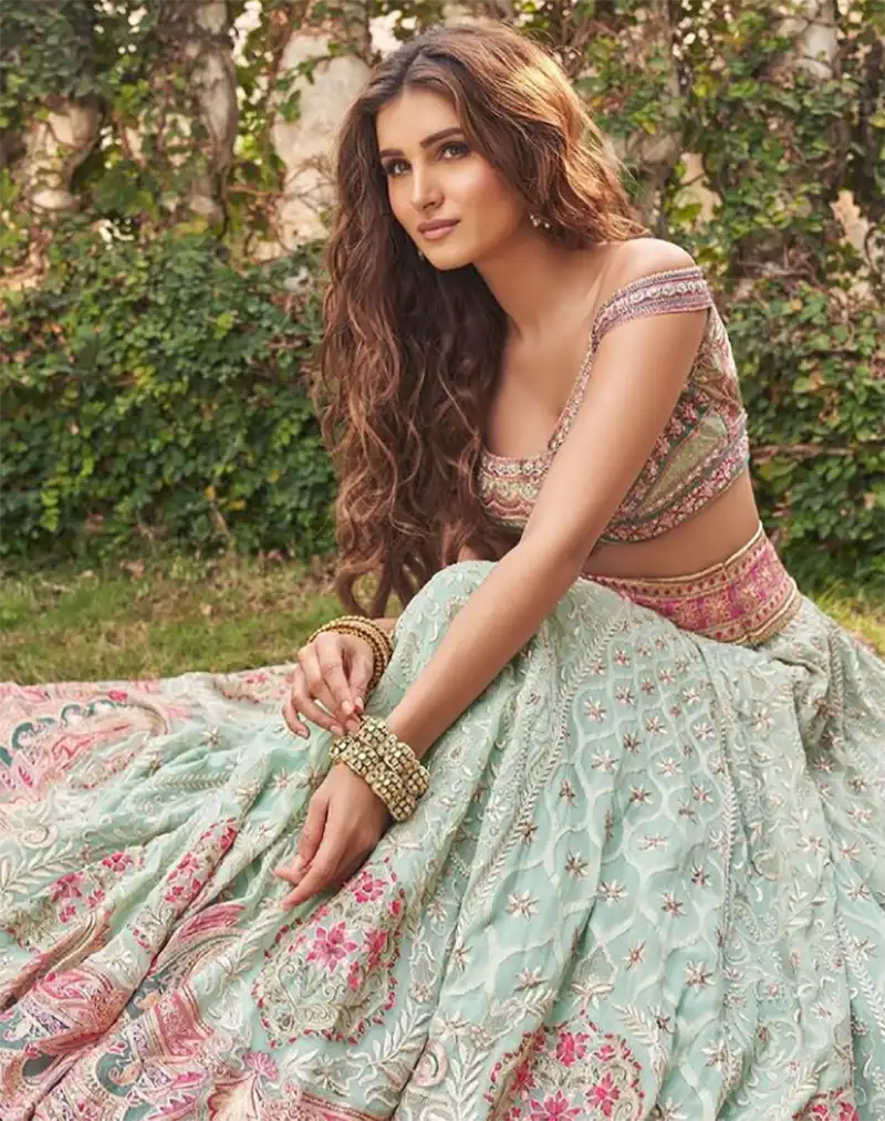 Tara Sutaria Aesthetic Pose in Lehenga 