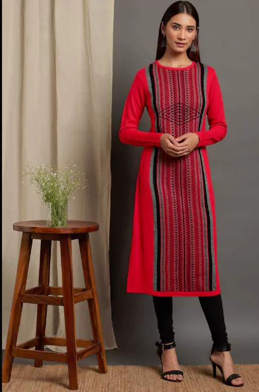 Red Woolen Kurta