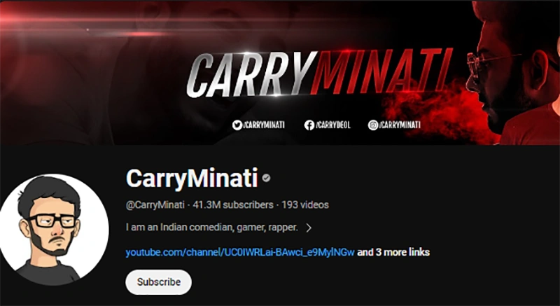 Carryminati Net Worth from Youtube Channel