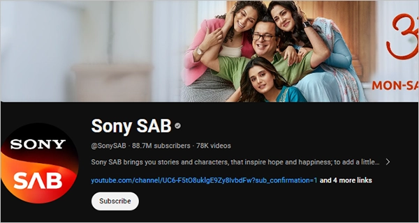 Sony SAB Top YouTube Channel