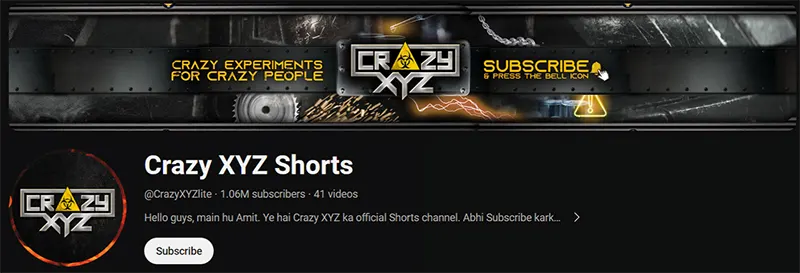 Crazy XYZ Shorts YouTube Channel
