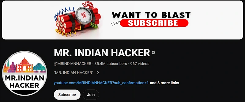 Mr. Indian Hacker YouTube Channel