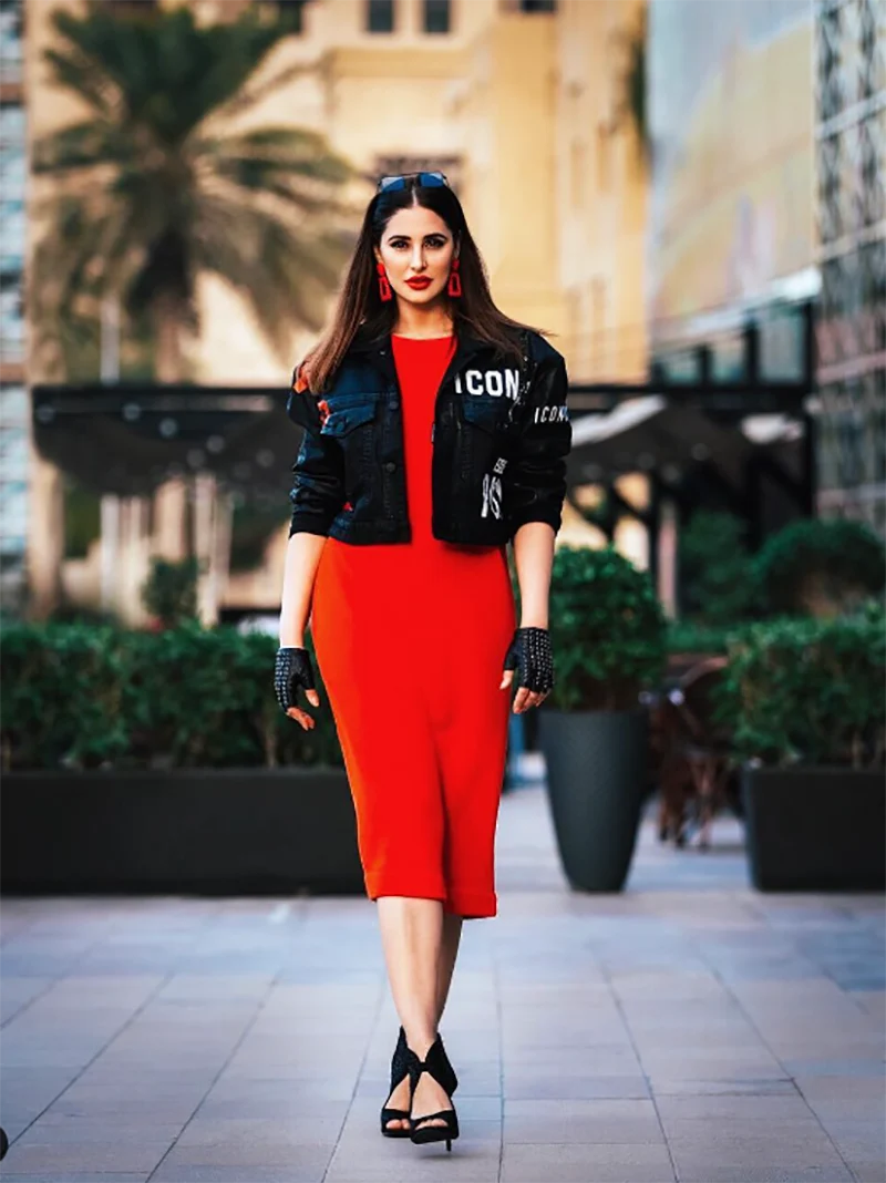Bold Nargis Fakhri in Red Outfit 