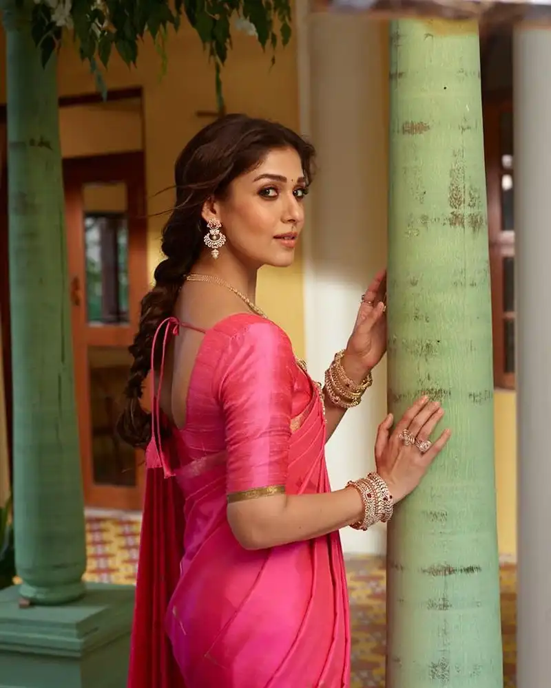 Lotus Pink Silk Saree of Nayanthara