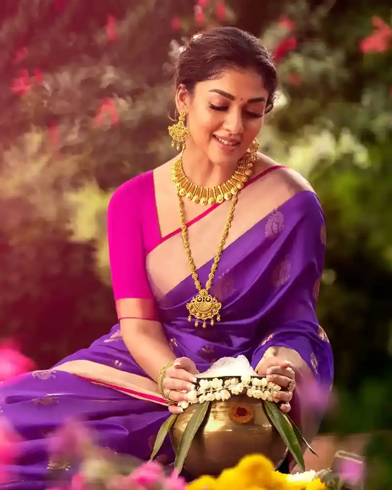 Purple Silk Saree Images of Nayanthara