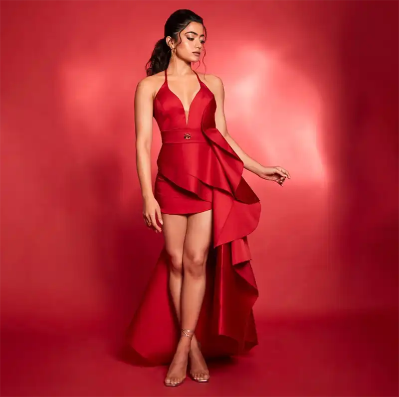 Rashmika Mandanna Hot Photos in Red Outfits