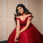 shafaq naaz in red dress
